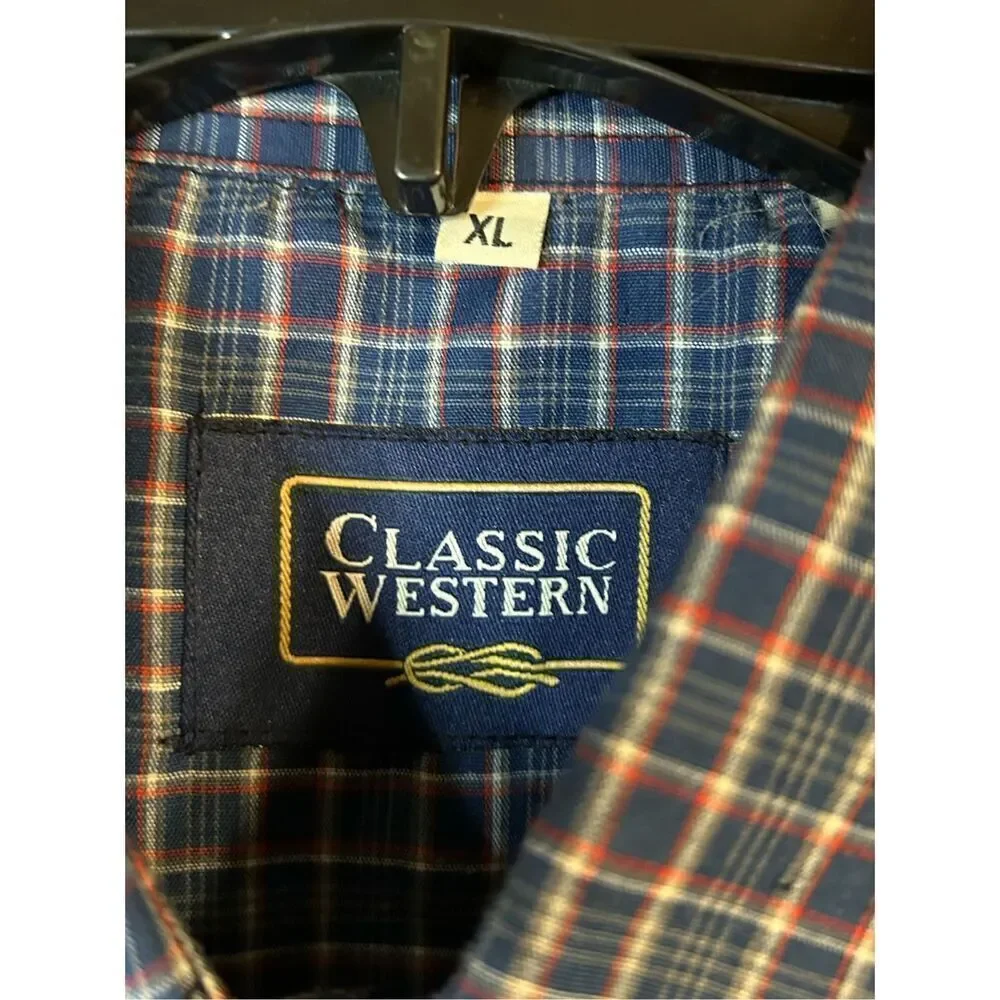 Vintage Classic Western pearl snap plaid shirt, size XL (4993) Read